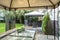 Modern patio in hotel\'s garden