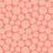 Modern peach and white colored grid textured circles on warm pink background. Seamless abstract vector pattern. Perfect