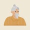 Modern pensioner. Modern elderly man with gray hair, trendy hairstyle in fashion yellow clothes. Nice vector flat illustration.