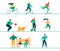 Modern People Outdoor Activities Flat Vector Set