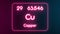 Modern periodic table Copper element neon text Illustration