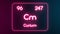 Modern periodic table Curium element neon text Illustration