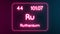 Modern periodic table Ruthenium element neon text Illustration