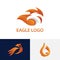 Modern Phoenix or Eagle Concept Logo Design Template Flame Gradient Color