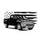 Modern pickup truck vector illustration. SUV 4x4 offroad wehicle. Pickup truck with america flag inspiration vector.