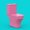 Modern Pink Ceramic Toilet Bowl in Duotone Style. 3d Rendering