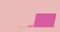 Modern Pink laptop opening on light pink background. 4k animation. Copy space.