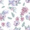 This Modern Pink and Purple Floral Pattern Features a Repeating Flower Background Design with Pastel Colors. Watercolor lotus and