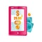 Modern pink smartphone processing of mobile payments on the screen, mobile payment, online banking, shopping, e commerce