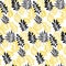Modern plant pattern. Yellow and black tropical leaves