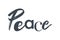 Modern, playful graphic design of a word `Peace`