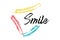 Modern, playful graphic design of a word `Smile` with brush stroke