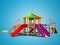 Modern playground for children with tree with fast descents 3d r