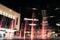 Modern Plaza and Colorful Fountains by Night