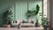 Modern Plush, luxurious interior living room. Ultra modern, minimalistic and contemporary. mockup decorated room with plants.