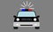 Modern police Car emoji with front view. Cartoon style vector illustration.