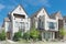 Modern porch of new development three story single family houses near Dallas, Texas