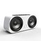 Modern portable speaker on white background. Music loudspeaker or player with wireless technology.