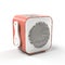 Modern portable speaker on white background. Music loudspeaker or player with wireless technology.