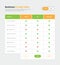 Modern pricing table template with check list for website interface design