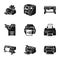 Modern printer icon set, simple style