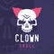 Modern professional emblem clown skull in purple and pink theme