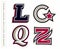 Modern professional letter emblems for sport teams. L G Q Z letter