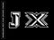 Modern professional letters emblems for extreme games featuring the letters JX