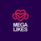 Modern professional logo mega likes in purple and pink theme