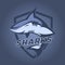 Modern professional logo for sport team. Shark mascot. Sharks, vector symbol on a dark background.