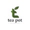 Modern Professional teapot cafe logo design, tea logo, letter t creative green logo, leaf letter design