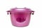 Modern purple plastic pot with lid isolated