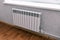 Modern radiator in the house or apartment. Household bimetallic batteries. Panel water radiator system in a residential