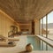 Modern rammed earth spa interior