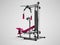 Modern raspberry sports training apparatus with black inserts for power load of legs and hands 3d render on gray background with