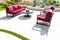 Modern Rear Yard Patio With Arm Chairs And Large Sofa Couch