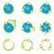 Modern recycle green icons set