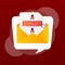 Modern red download envelope web template on light backdrop. Creative design. Web banner template. Data storage