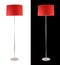 Modern red floor lamp isolated with clipping path