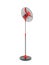 Modern red metal fan for office cooling on foot 3D render on white background no shadow