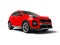 Modern red new car crossover for trips isolated front view 3d re