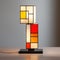 Modern Red Orange White Table Lamp In Colorful Cubism Style