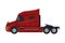 Modern Red Semi Truck, Cargo Delivery Vehicle, Side View Flat Vector Illustration on White Background