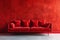 Modern Red Sofa in Front of Vibrant Red Wall AI Generated