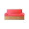 Modern red sofa with tight rounded arms and rectangular shape back template