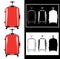 Modern Red Traveling Bag Design with Silhouette