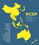 Modern Regional Comprehensive Economic Partnership RCEP map background. Vector Illustration