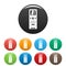 Modern remote control conditioner icons set color