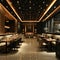 A modern restaurant interior exuding sophistication, inviting guests to savor exquisite dining