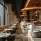 A modern restaurant interior exuding sophistication, inviting guests to savor exquisite dining